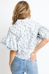 Karlie - Women's Floral Ruffle Sleeve Top