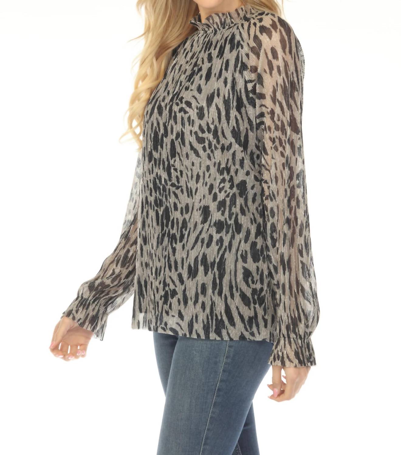 Joseph Ribkoff - Animal Print Pleated Blouse