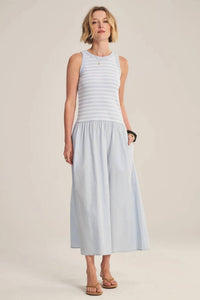 Velvet By Graham & Spencer - Stripe Rib And Poplin Mixed Media Romina Dress