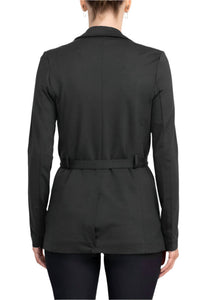 T Tahari - Notched Collar Open Front Ring Style Waist Belt Jacket