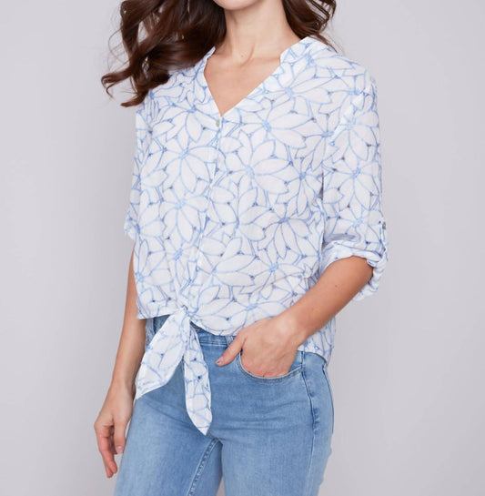 Charlie B - Long Sleeve Shirt With Button & Knot