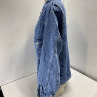 Small Talk Studio - Women's Striped Denim Jacquard Trucker Jacket