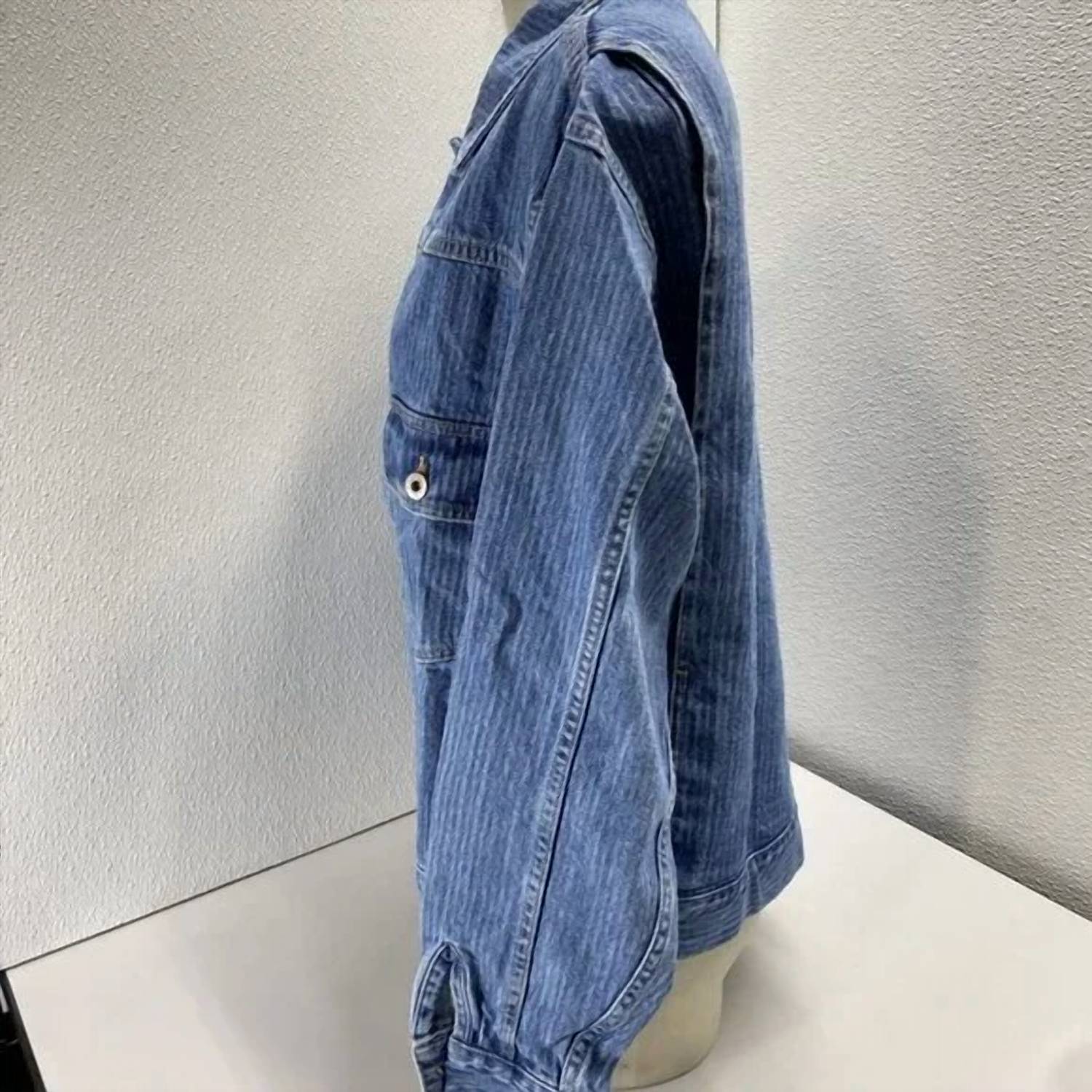 Small Talk Studio - Women's Striped Denim Jacquard Trucker Jacket