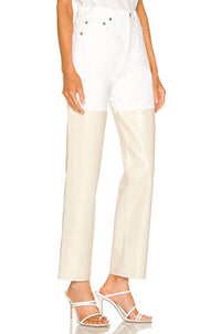 AGOLDE 90's Pinch Waist High Rise Straight Jeans in sugar powder - women's jeans - detail view