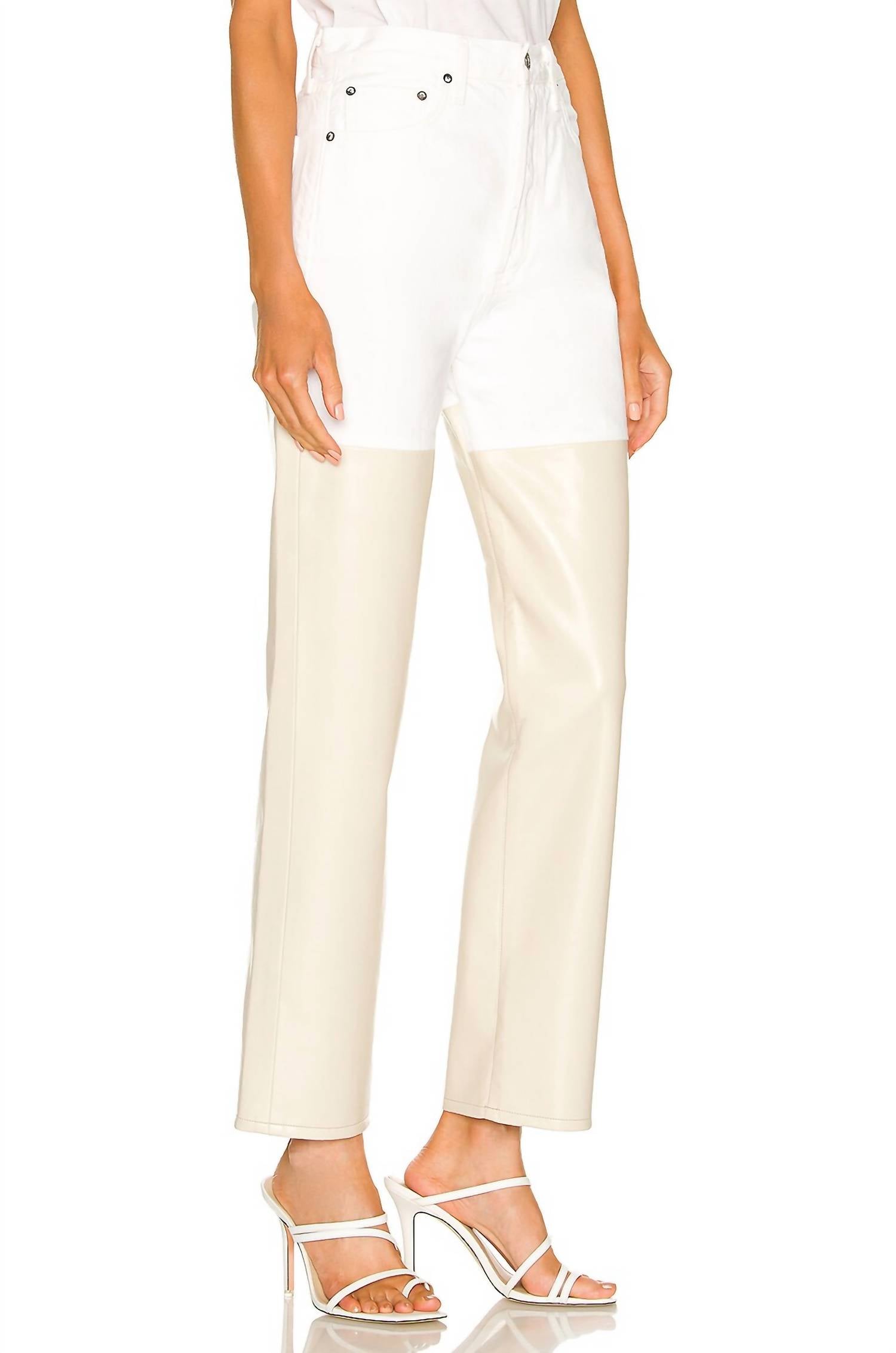 AGOLDE 90's Pinch Waist High Rise Straight Jeans in sugar powder - women's jeans - detail view