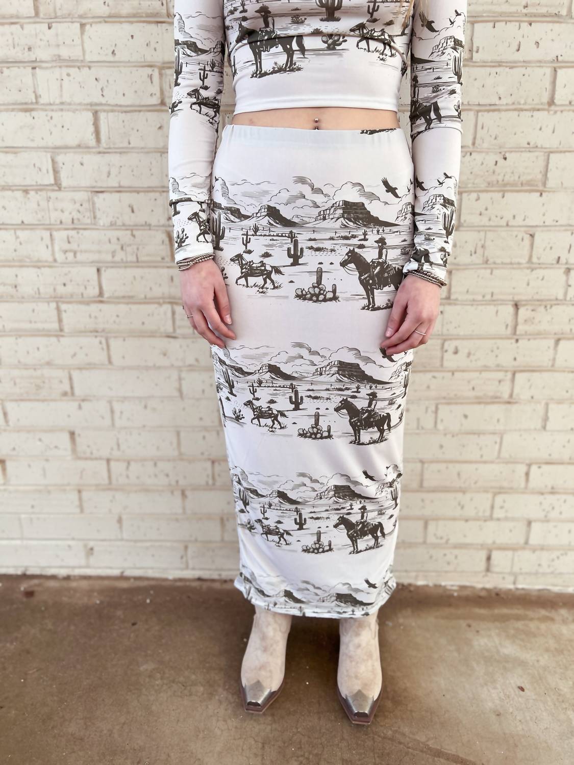 L&B Creations - Western Desert Top And Midi Skirt Set