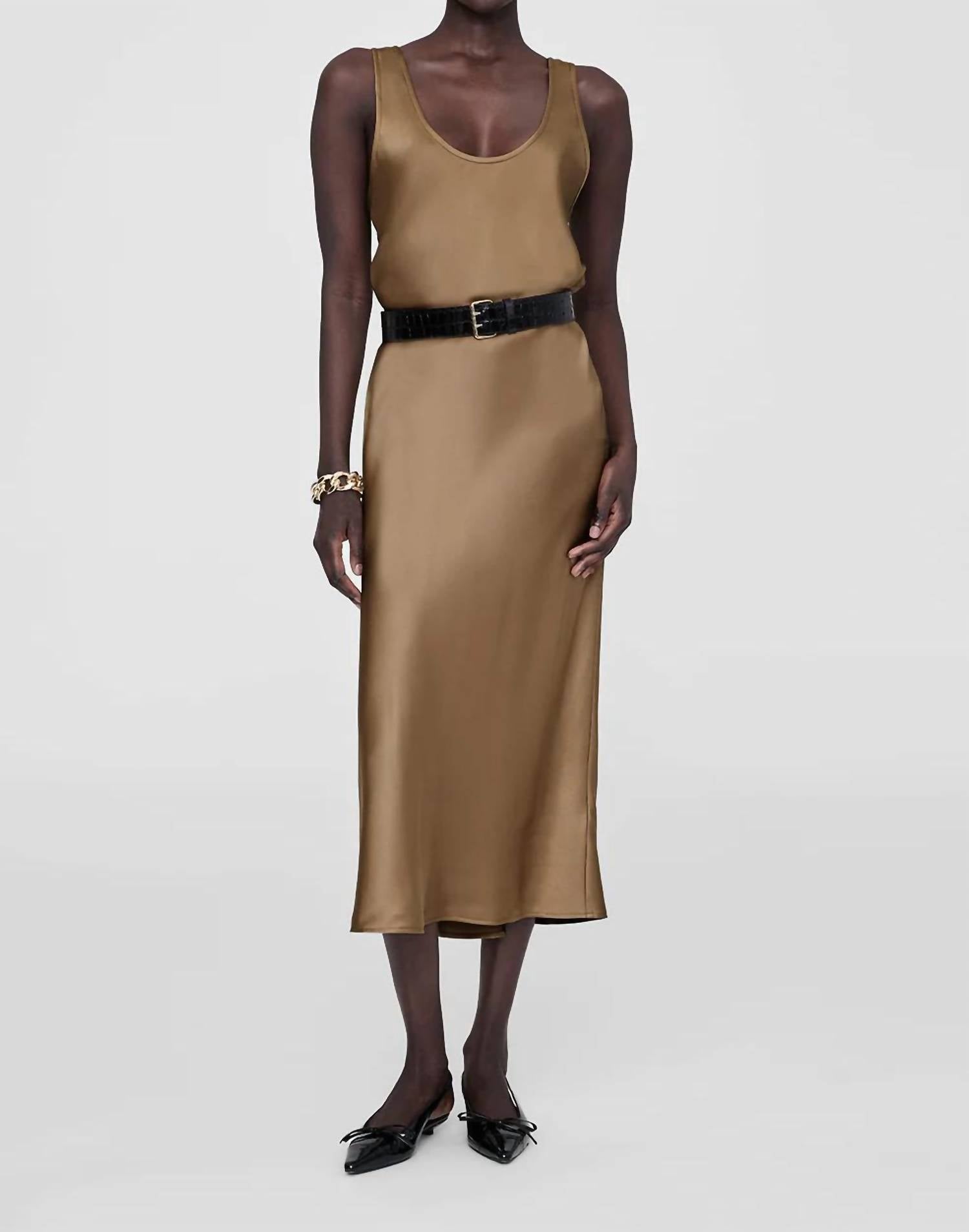 ANINE BING Bar Silk Skirt in sepia - women's skirt
