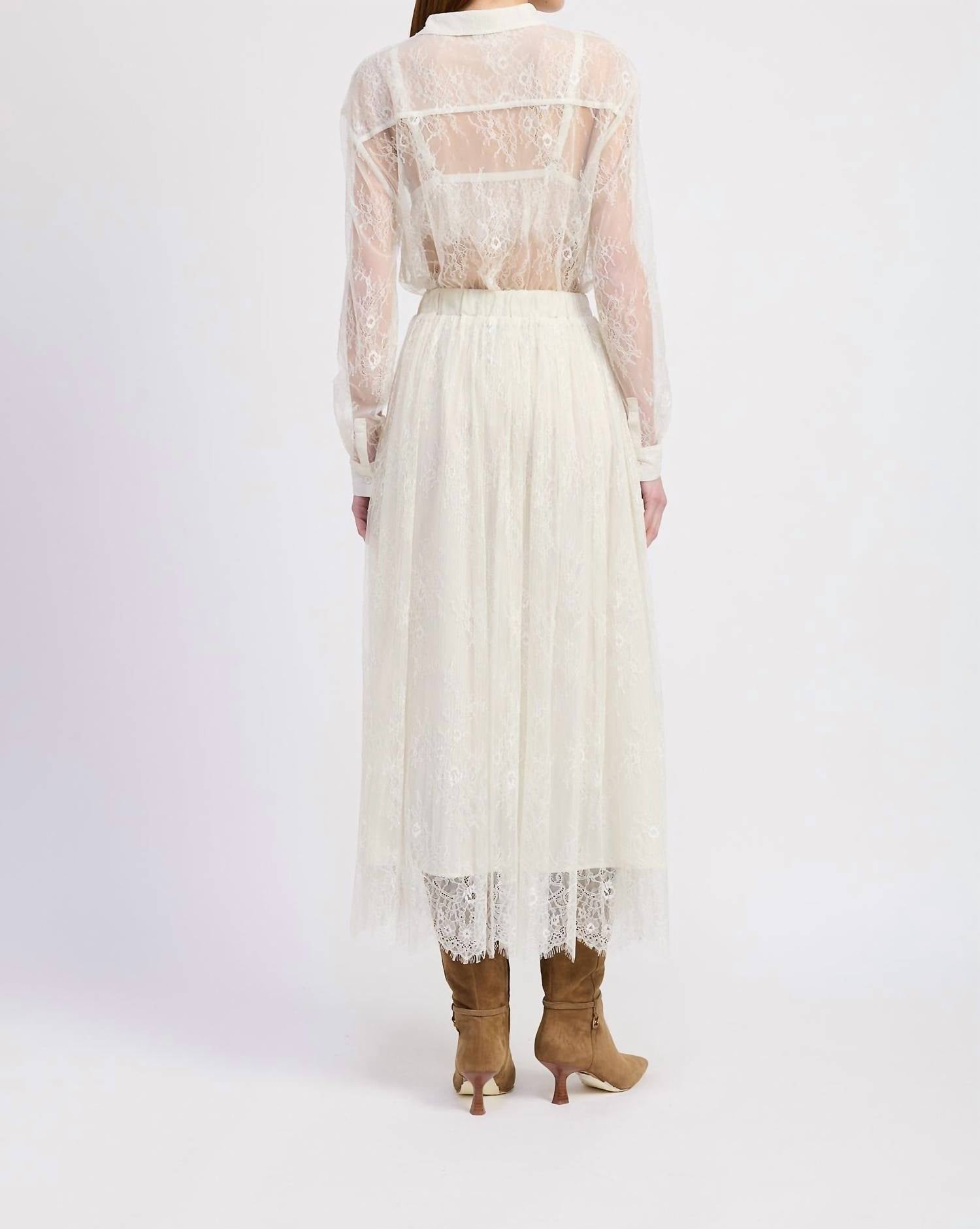 En Saison Alannah Midi Skirt in ivory - women's skirt - view 4
