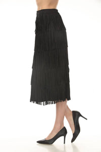 Joseph Ribkoff - Tiered Fringe Midi Skirt