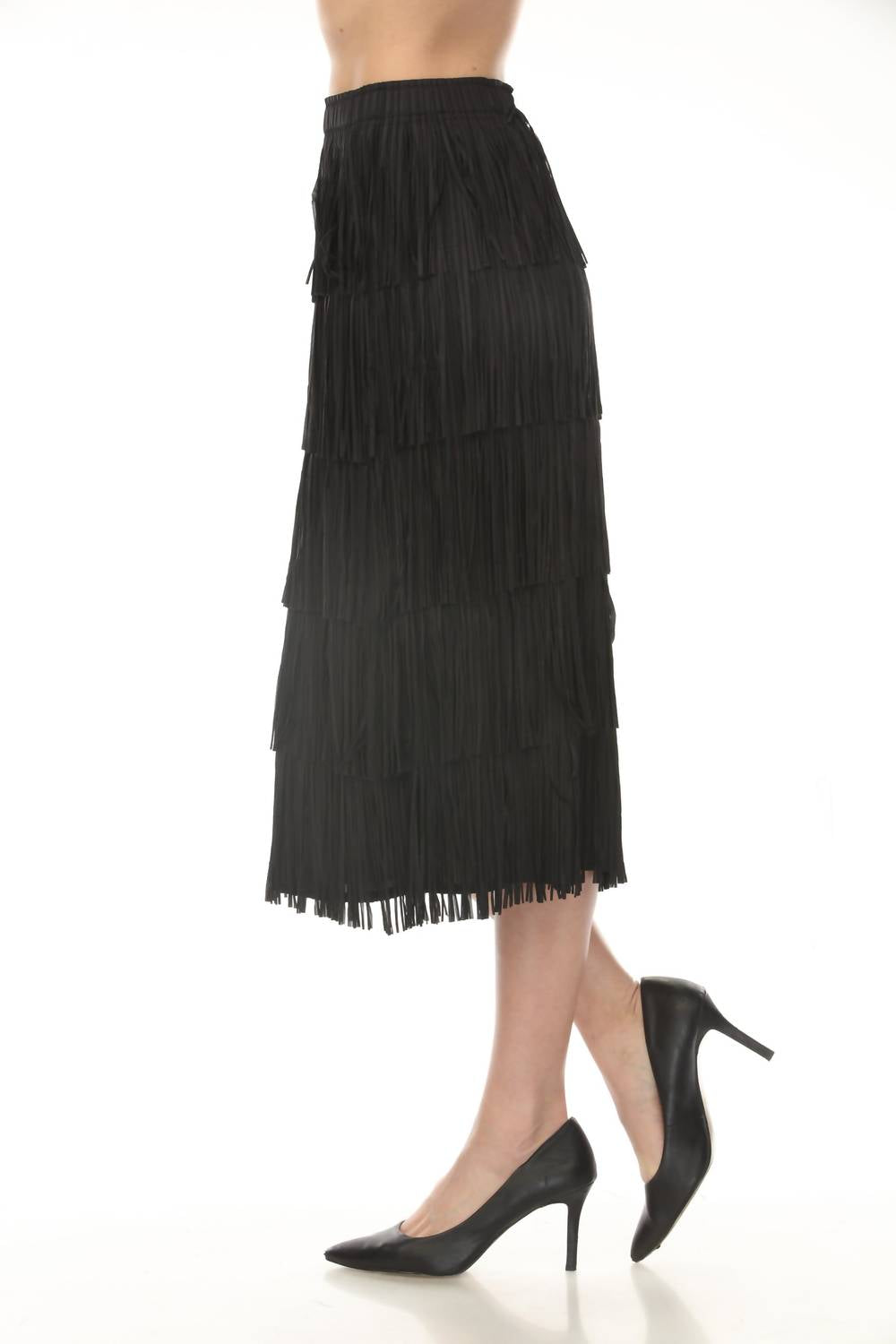 Joseph Ribkoff - Tiered Fringe Midi Skirt