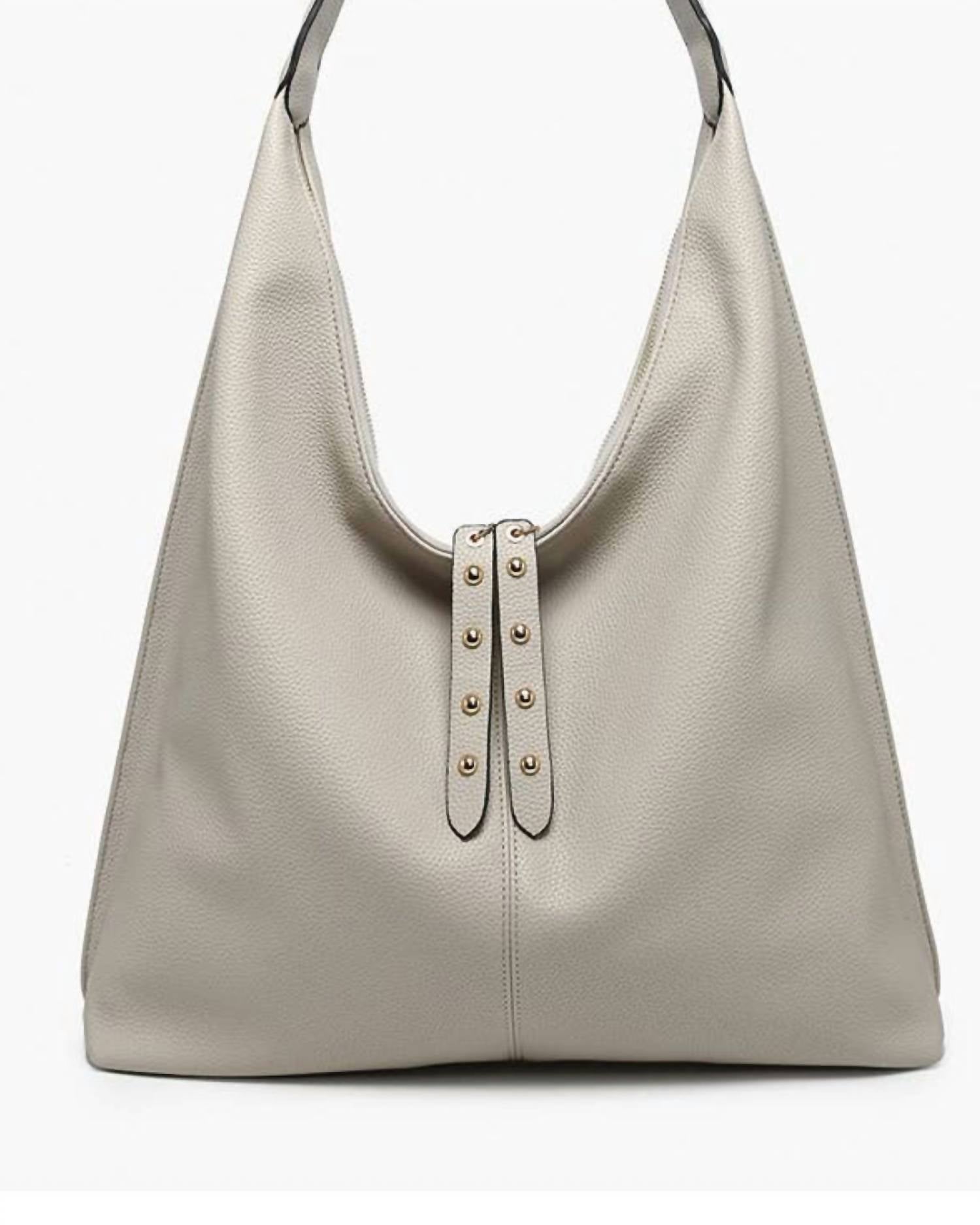 Jen & Co. Women's Tori Slouchy Hobo Bag in light grey - women's bag - detail view