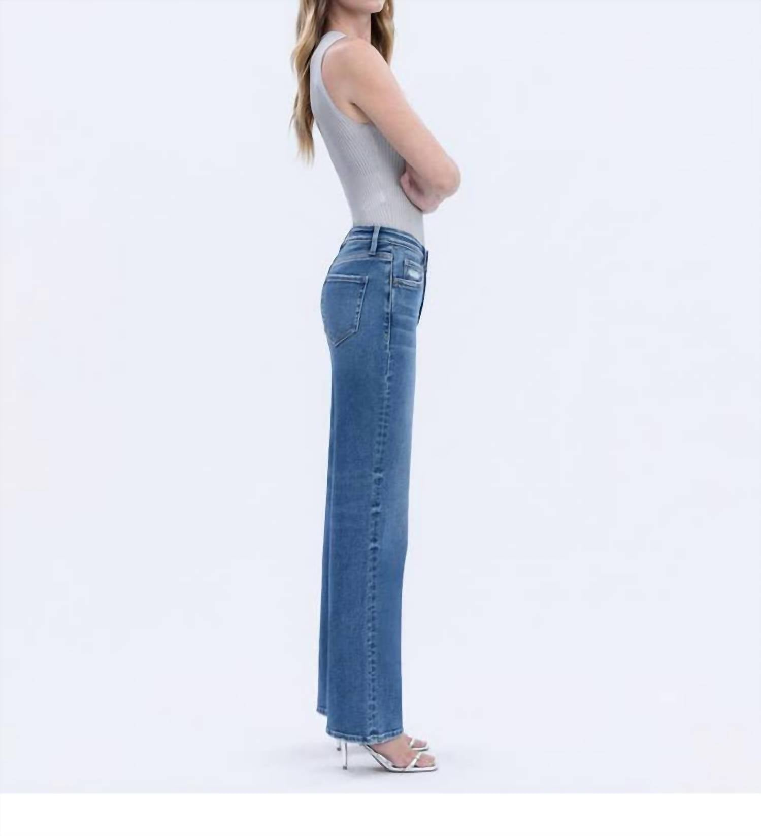 Vervet By Flying Monkey - Aileeah High Rise Full Length Slim Wide Jeans