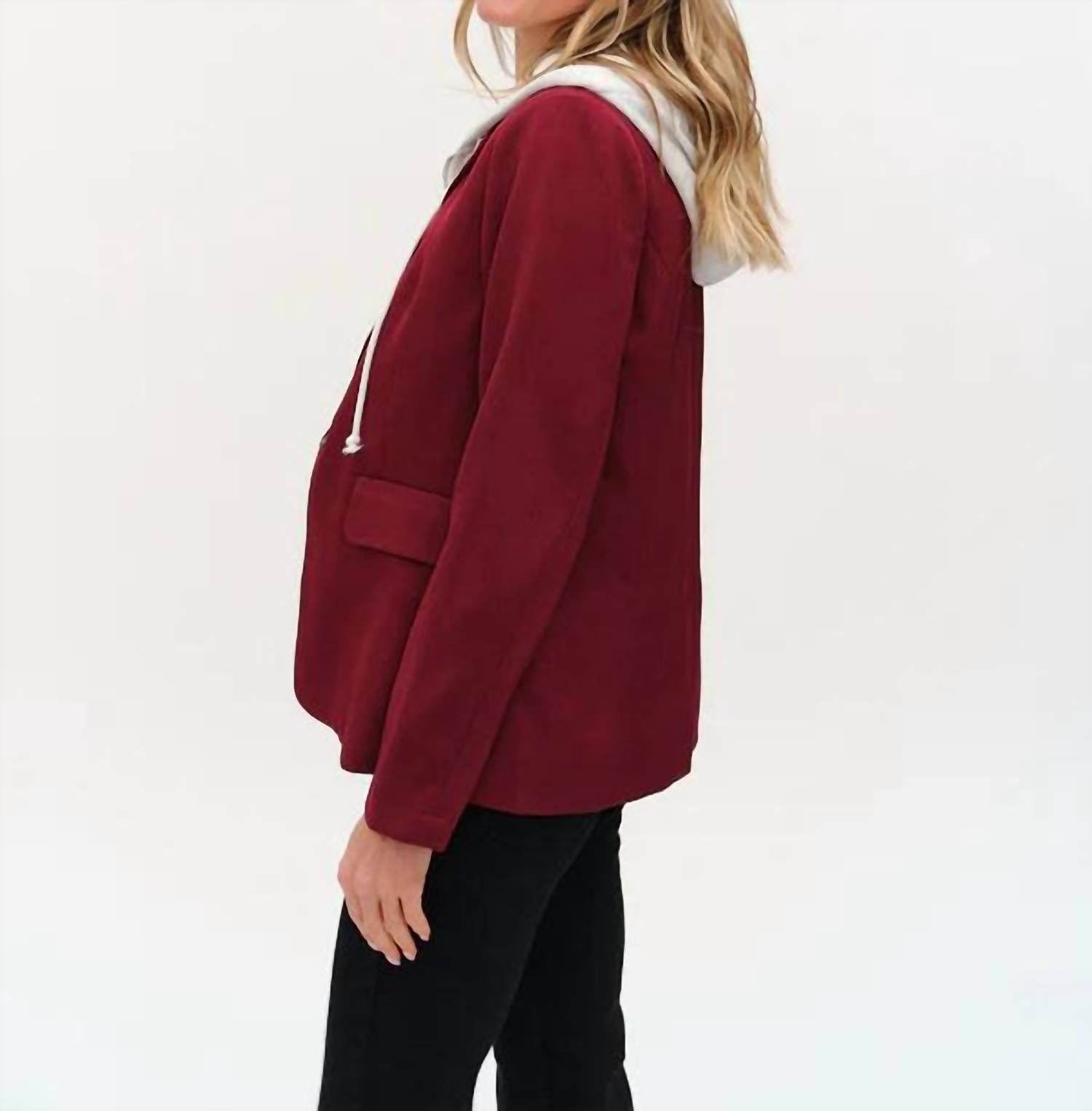 SIX/FIFTY Drew Blazer in burgundy - women's jacket - alternate view