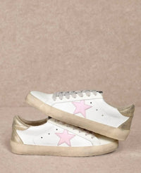 Mi.Im - Women's Low Top Lace Up Sneakers With Pink Star
