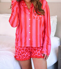 Jess Lea - Heartfelt Stripes Ruffle Pajama Set