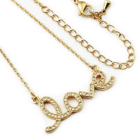 Harper & Jewels Women's Dainty Cubic Zirconia Love Necklace in gold - women's jewelry - detail view