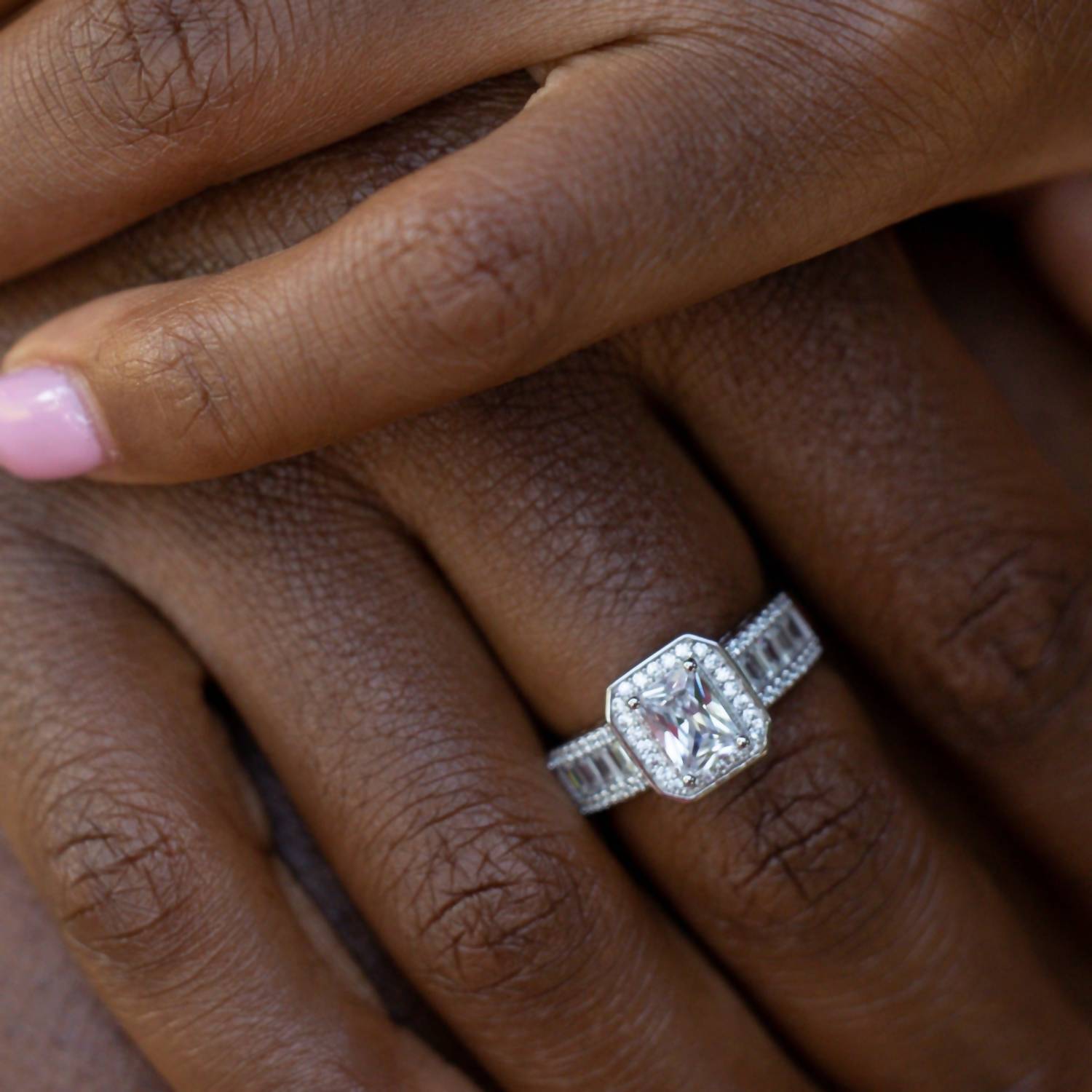 Starlette Women's Shelby Engagement Ring in silver - women's jewelry - detail view