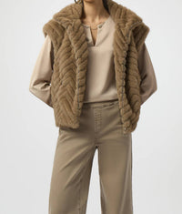 Joseph Ribkoff - Chevron Zip Up Faux Fur Vest