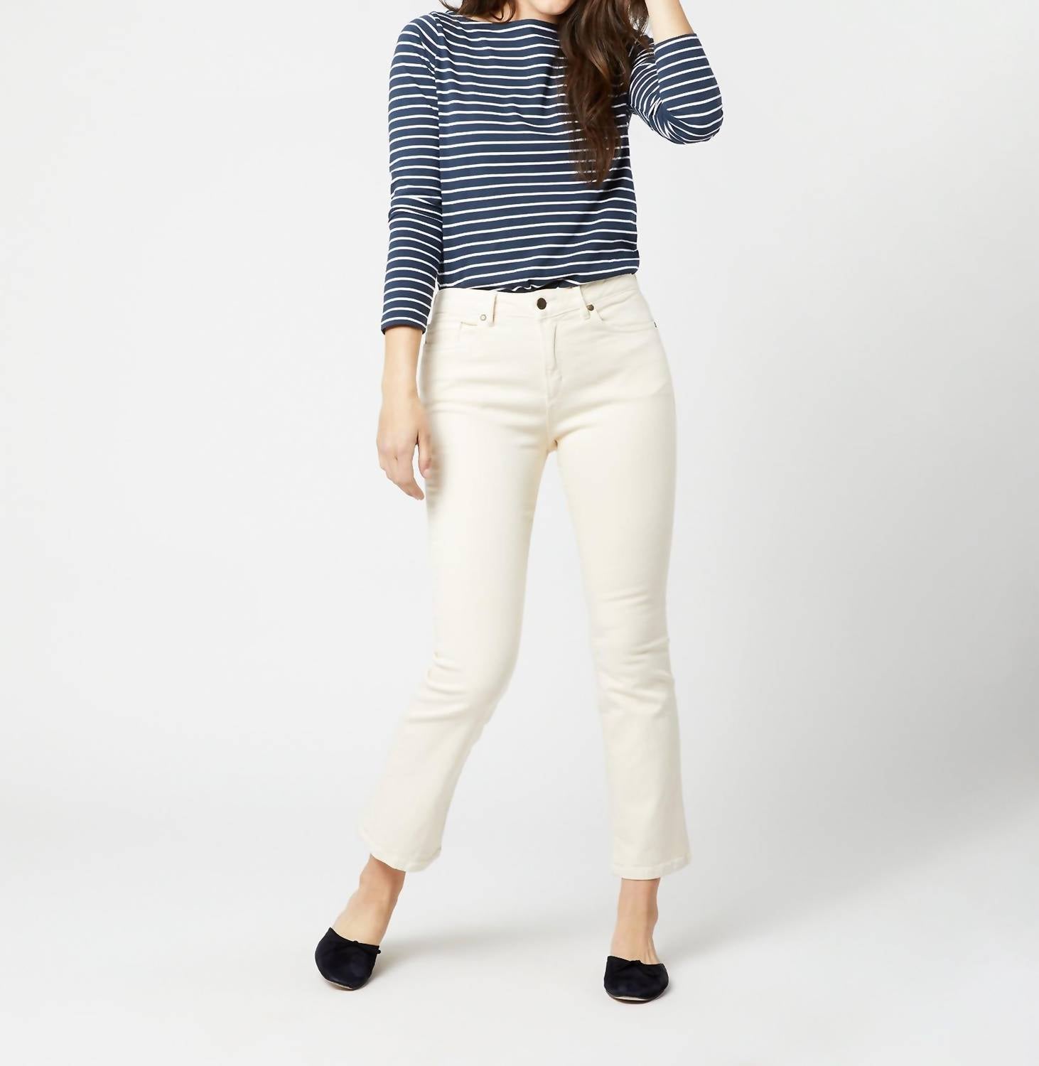 Ann Mashburn Flare Cropped 5-Pocket Jean in natural stretch denim - women's jeans