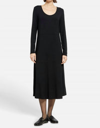 Vince Long Sleeve Scoopneck Midi Dress in black - women's dress