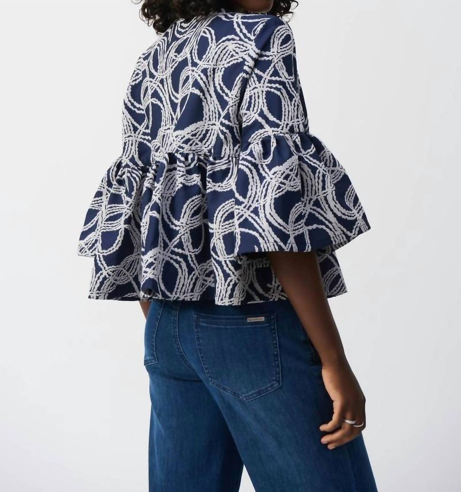 Joseph Ribkoff - Abstract Jacquard Trapeze Jacket