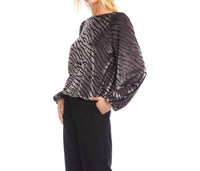 Karen Kane Blouson Sleeve Velvet Burnout Boatneck Top in zebra - women's blouse - detail view