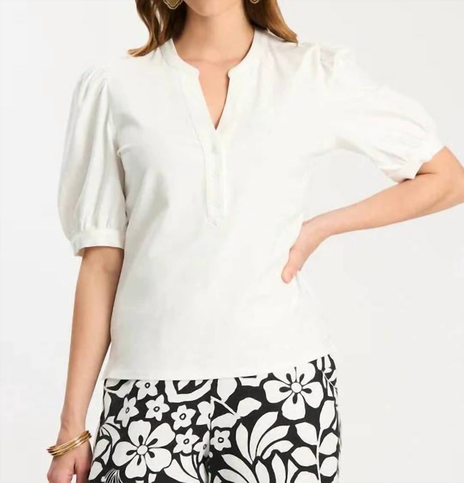 Tyler Boe - Paulina Cotton Quarter Placket Top