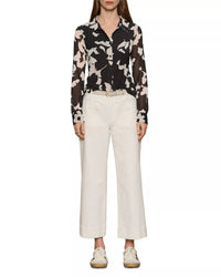 Sanctuary Fitted Mesh Button Down in petal whisper - women's long sleeve top - detail view