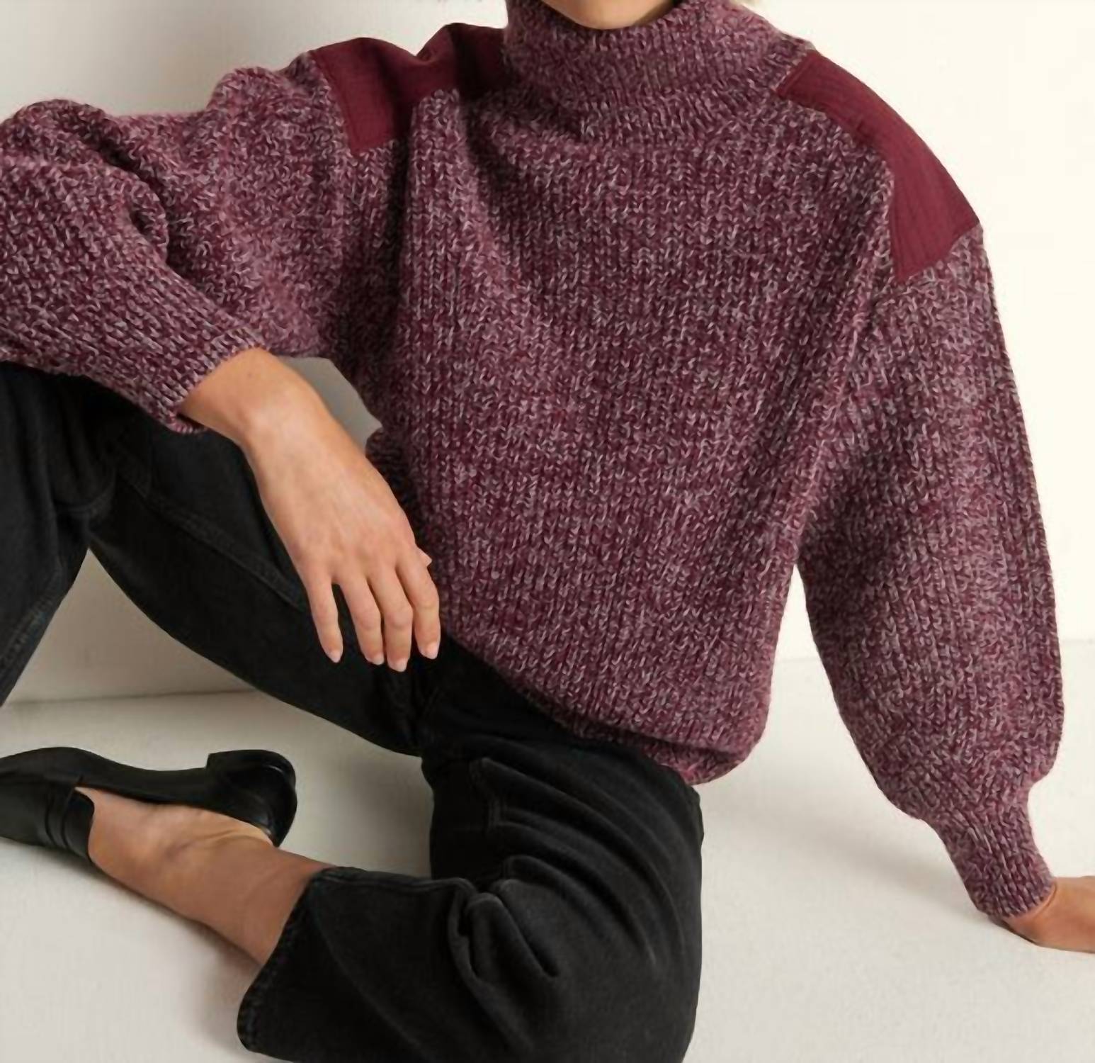 Nation LTD Pepper Patched Sweater in heather port - women's sweater - view 4