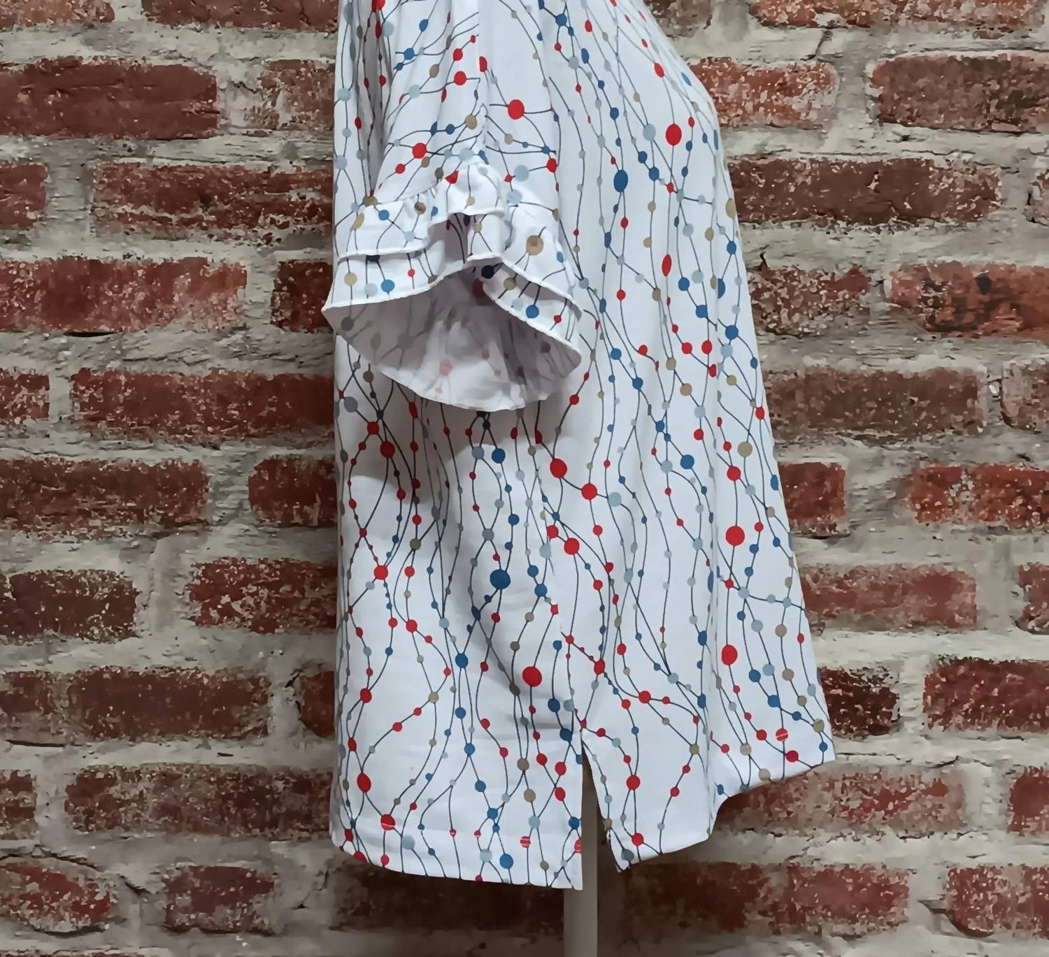 Multiples - Dotted Flounce Sleeve Top