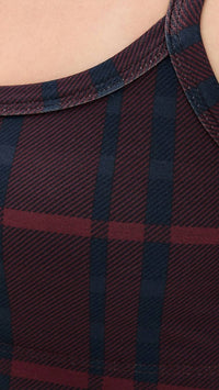 BEYOND YOGA Softmark Slim Racerback Bra in dark cherry preppy plaid - women's intimate - view 4