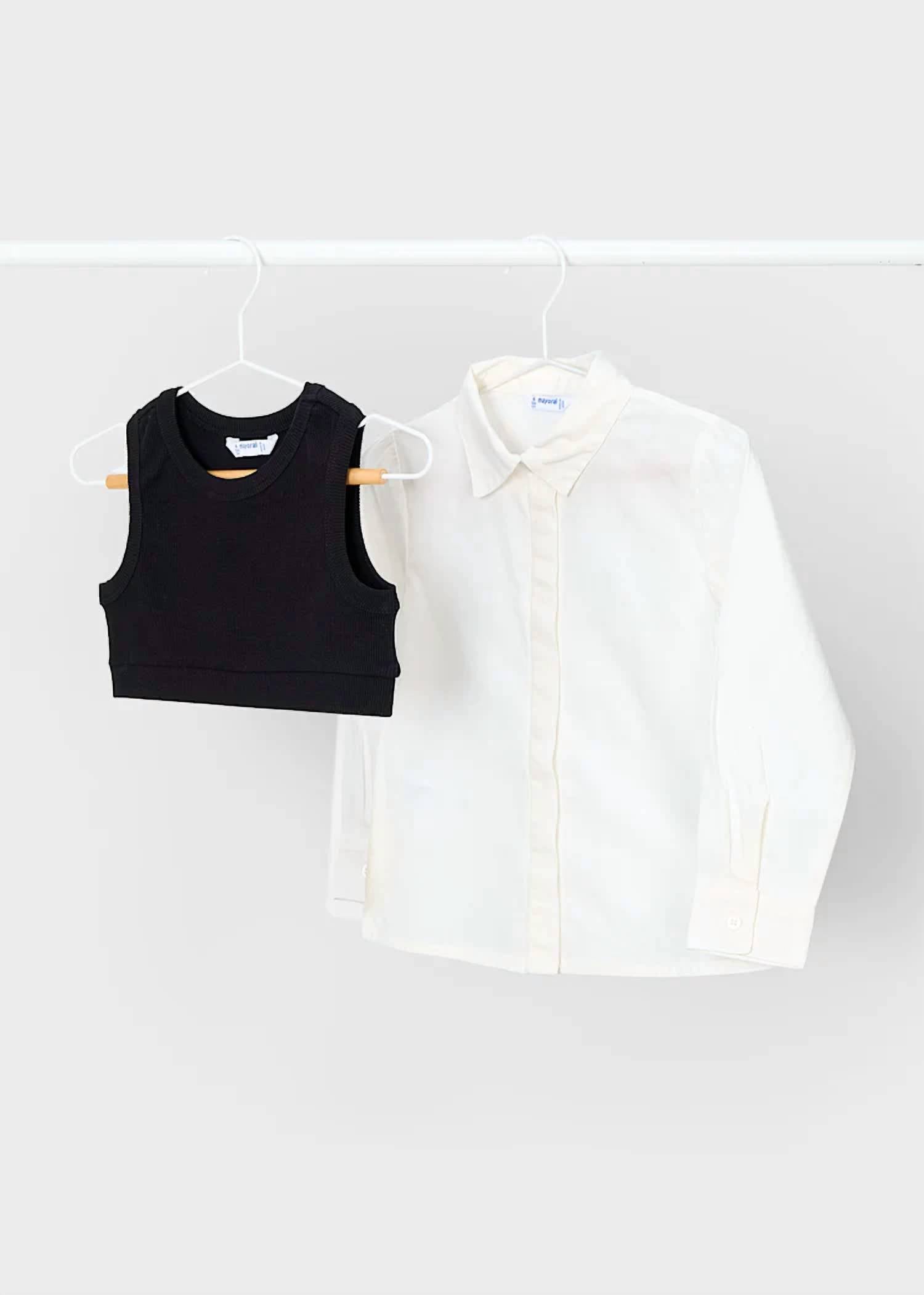Mayoral - Kid's Poplin Shirt With Vest Set