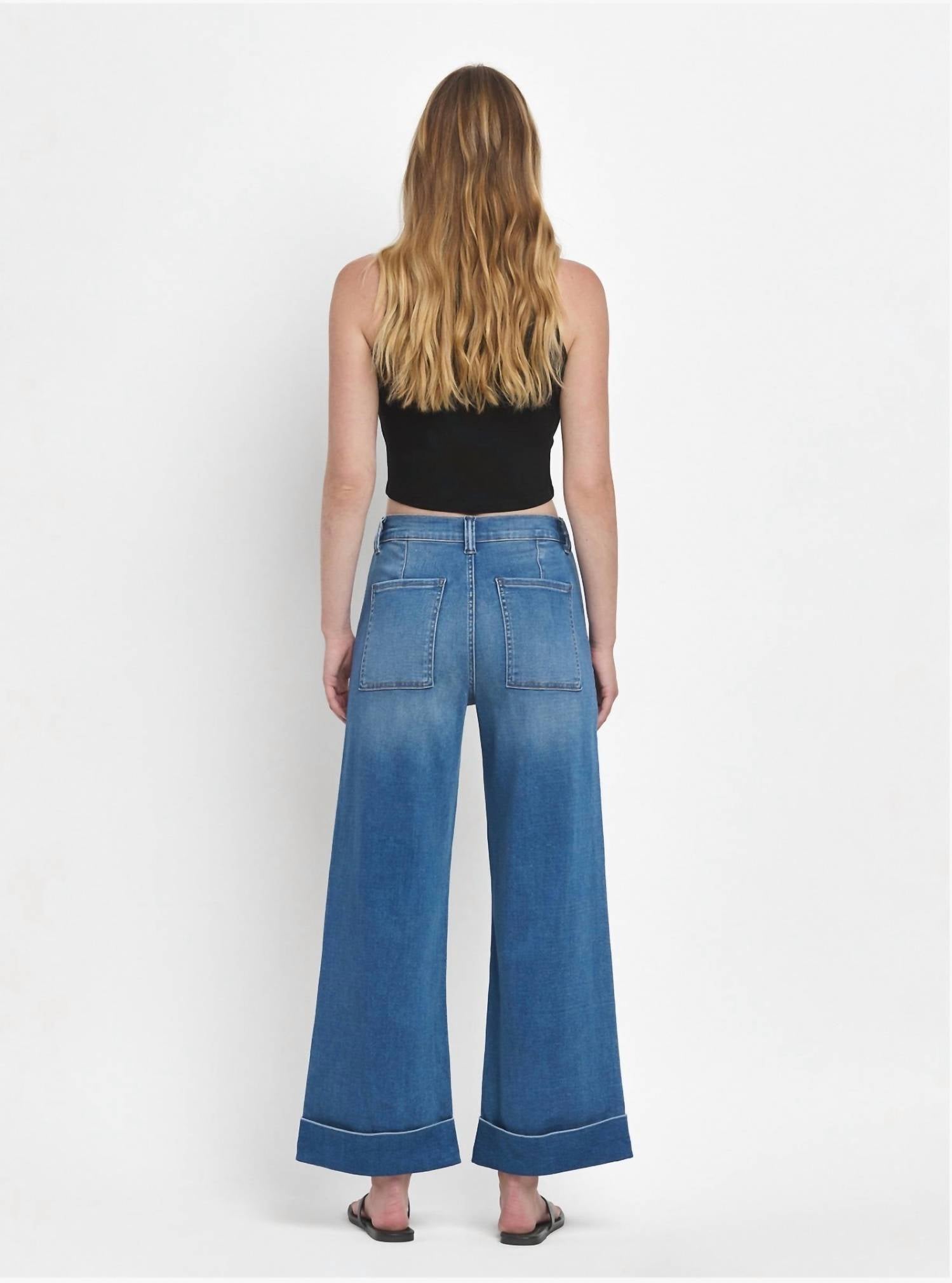Vervet By Flying Monkey - Kris Super Soft Cuffed Wide Leg Jeans