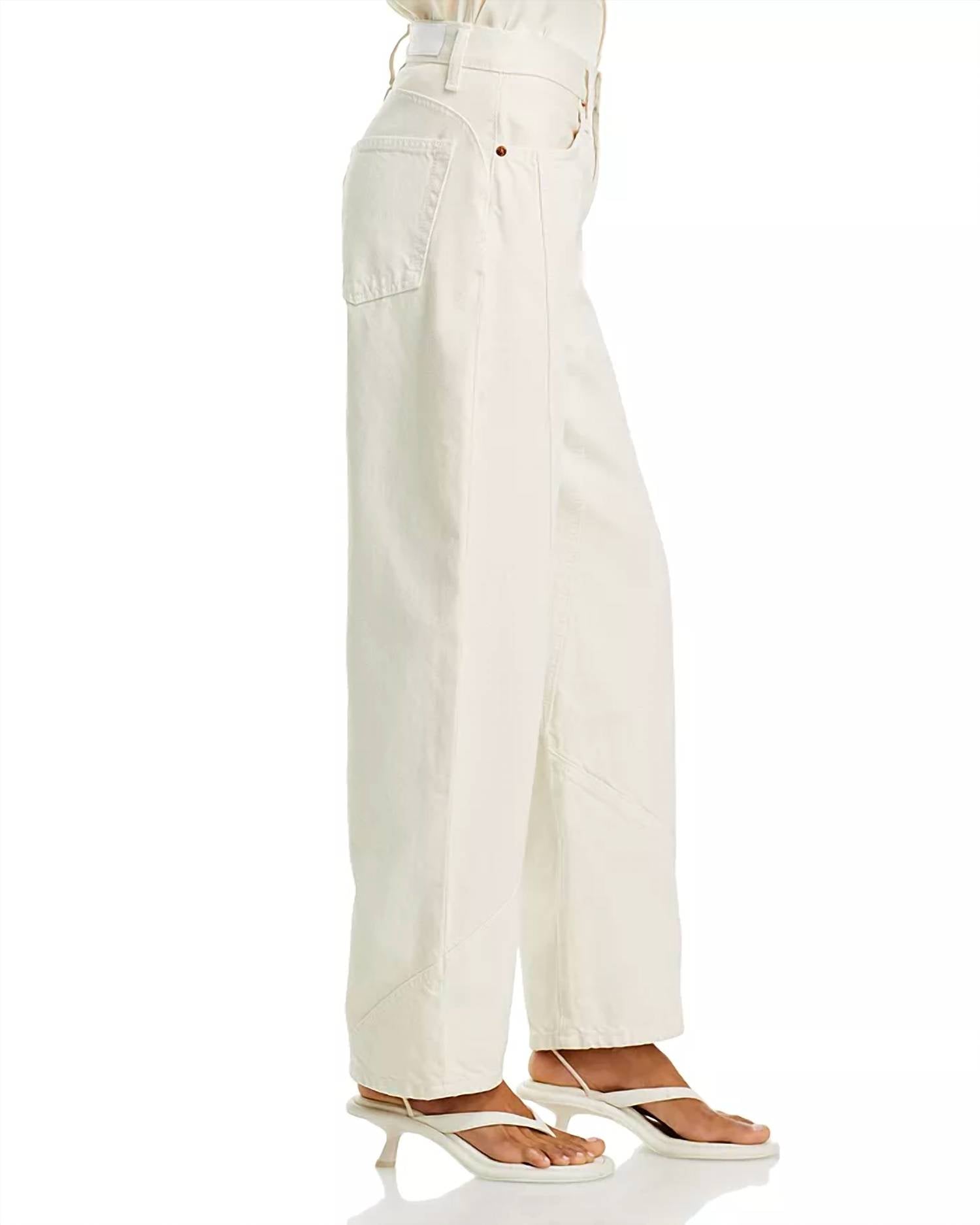 RE/DONE High Rise Engineered Wide Leg Taper Jeans in vintage white - women's jeans - alternate view