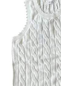 Minnie Rose - Women's Cotton Frayed Cable Tank