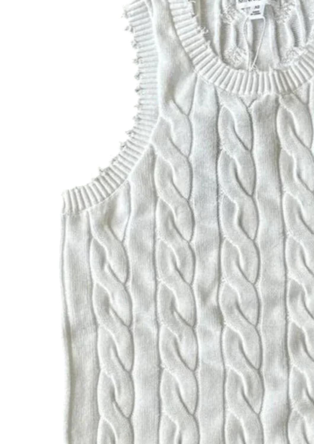Minnie Rose - Women's Cotton Frayed Cable Tank