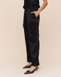 Bella Dahl Straight Leg Trouser With Beaded Piping in black - women's pants - alternate view