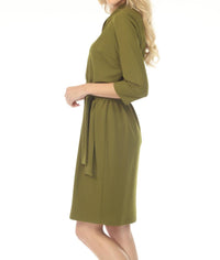 Joseph Ribkoff - Belted V-neck 3/4 Sleeve Dress