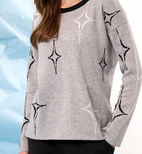 french kyss Scoop Neck Diamond Sweater in slate multi - women's sweater - detail view