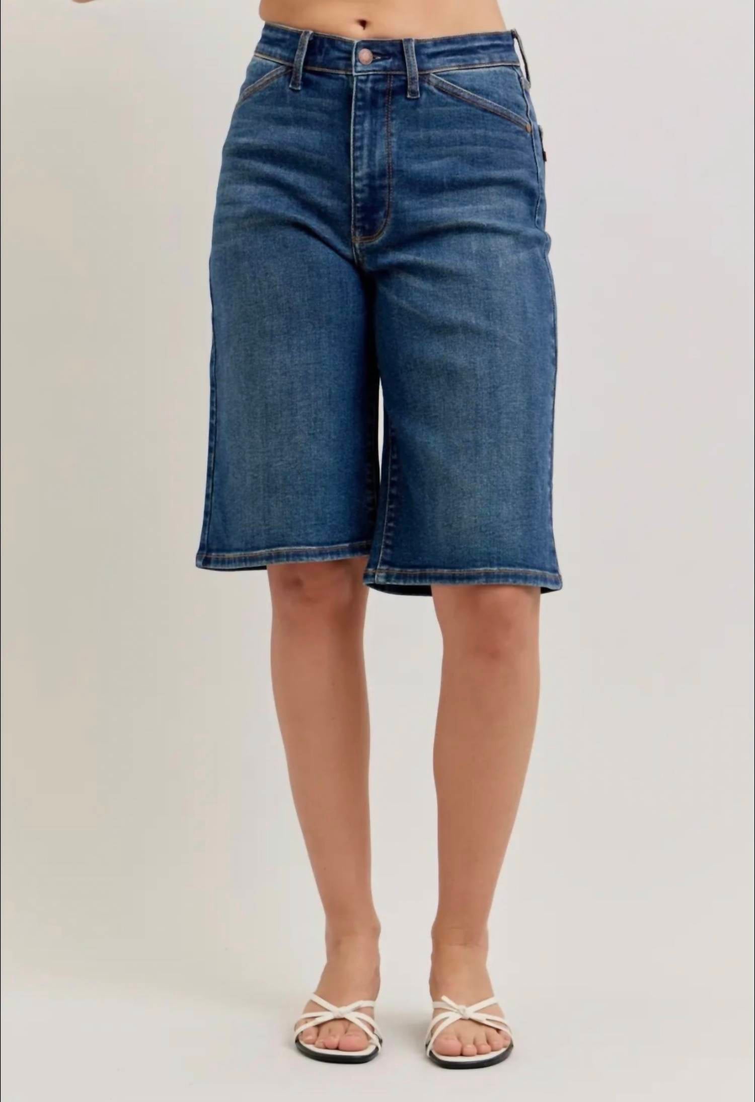 Judy Blue High Waist Jort in dark blue - women's shorts