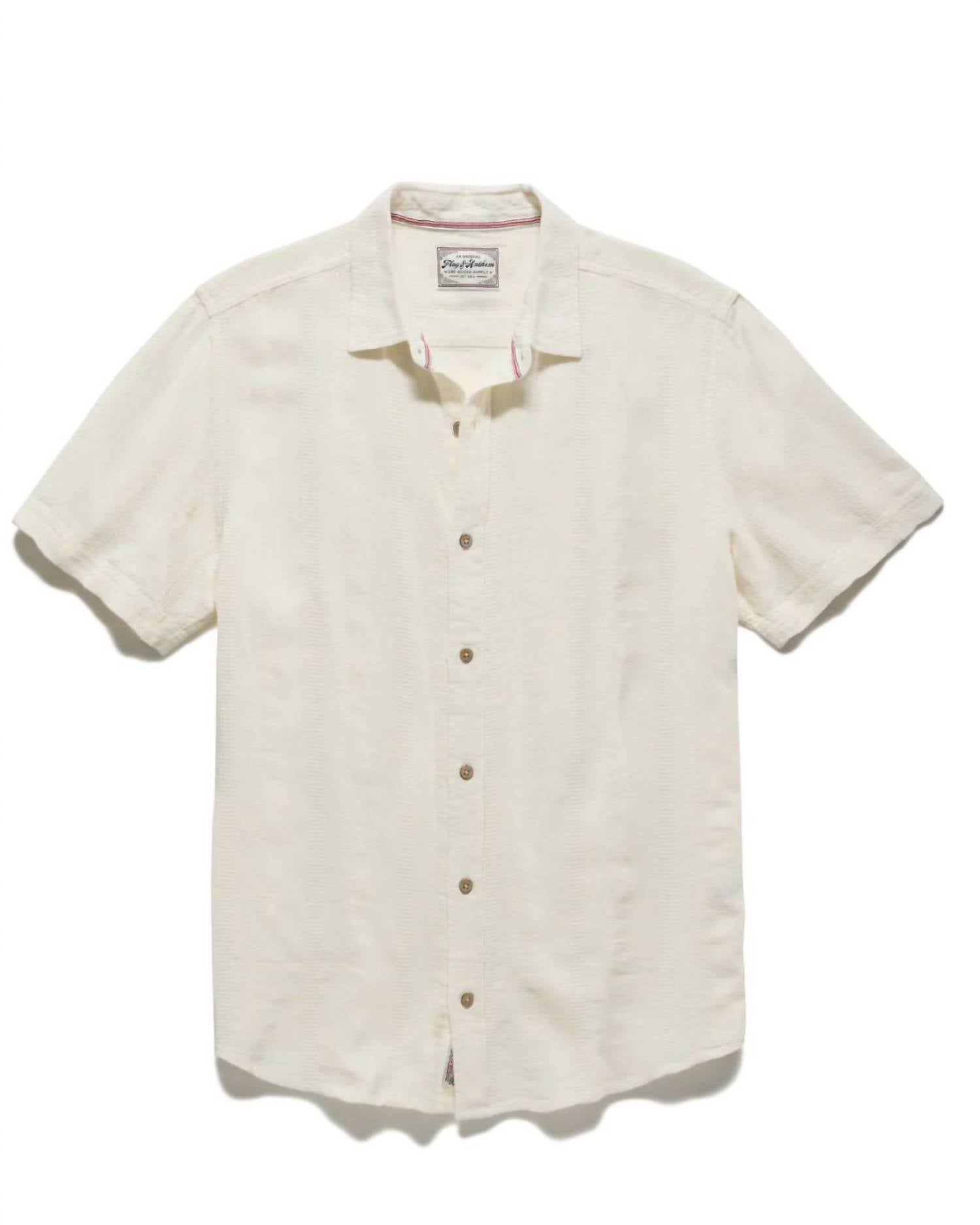 Flags & Anthem Oliver Oceanside Linen Shirt in white - men's shirt - alternate view