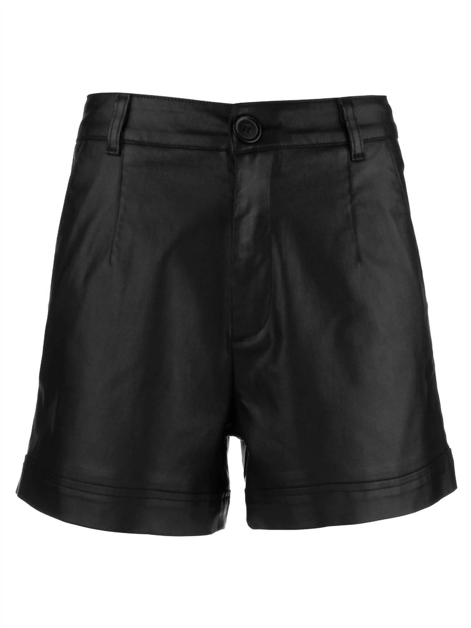 KUT FROM THE KLOTH Miranda Coated Shorts in black - women's shorts - detail view