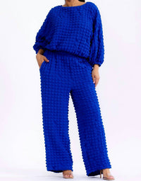 Karen T Design - Relaxed-fit Top With Trendy Balloon Sleeves And Wide-leg Pants