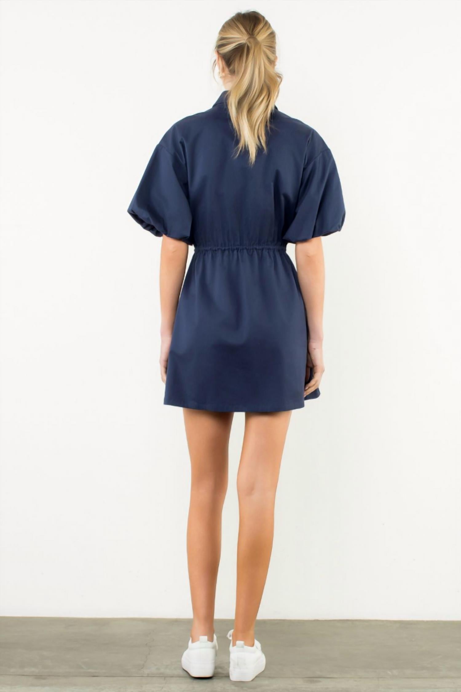 Thml - Puff Sleeve Half-zip Dress