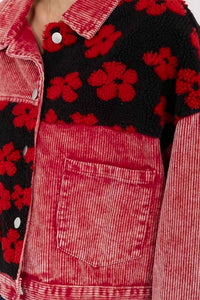 Little Secret Of Mine - Fleur Rouge Sherpa Corduroy Jacket