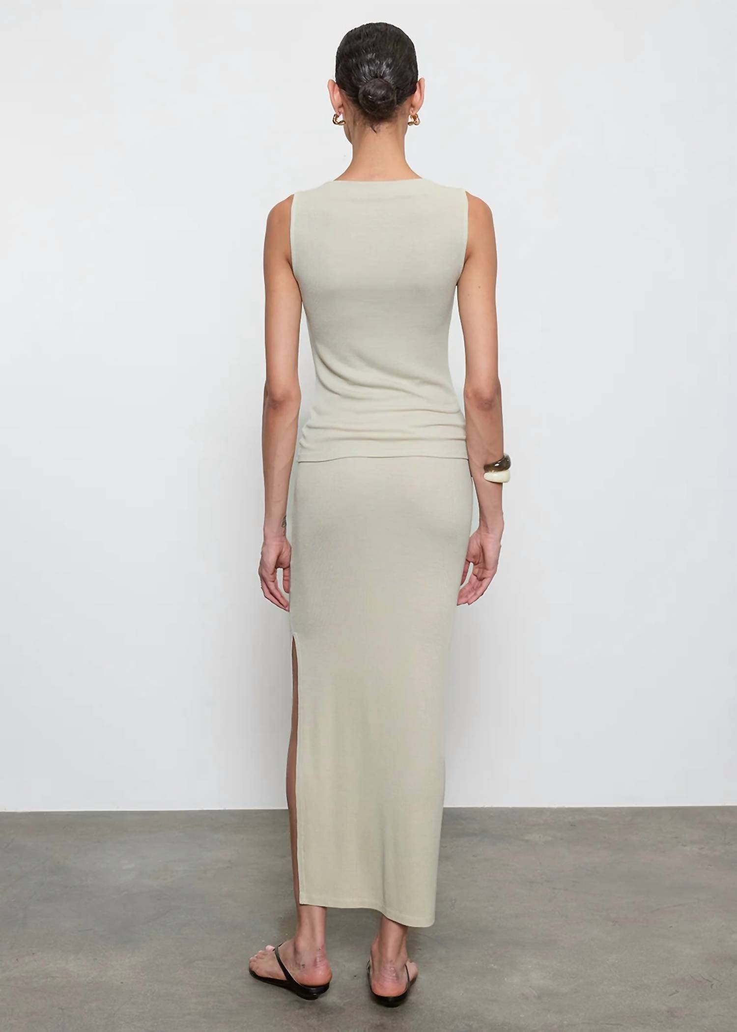 Enza Costa Silk Rib Sleeveless Boatneck Fluid Maxi Dress in beach glass - women's dress - alternate view
