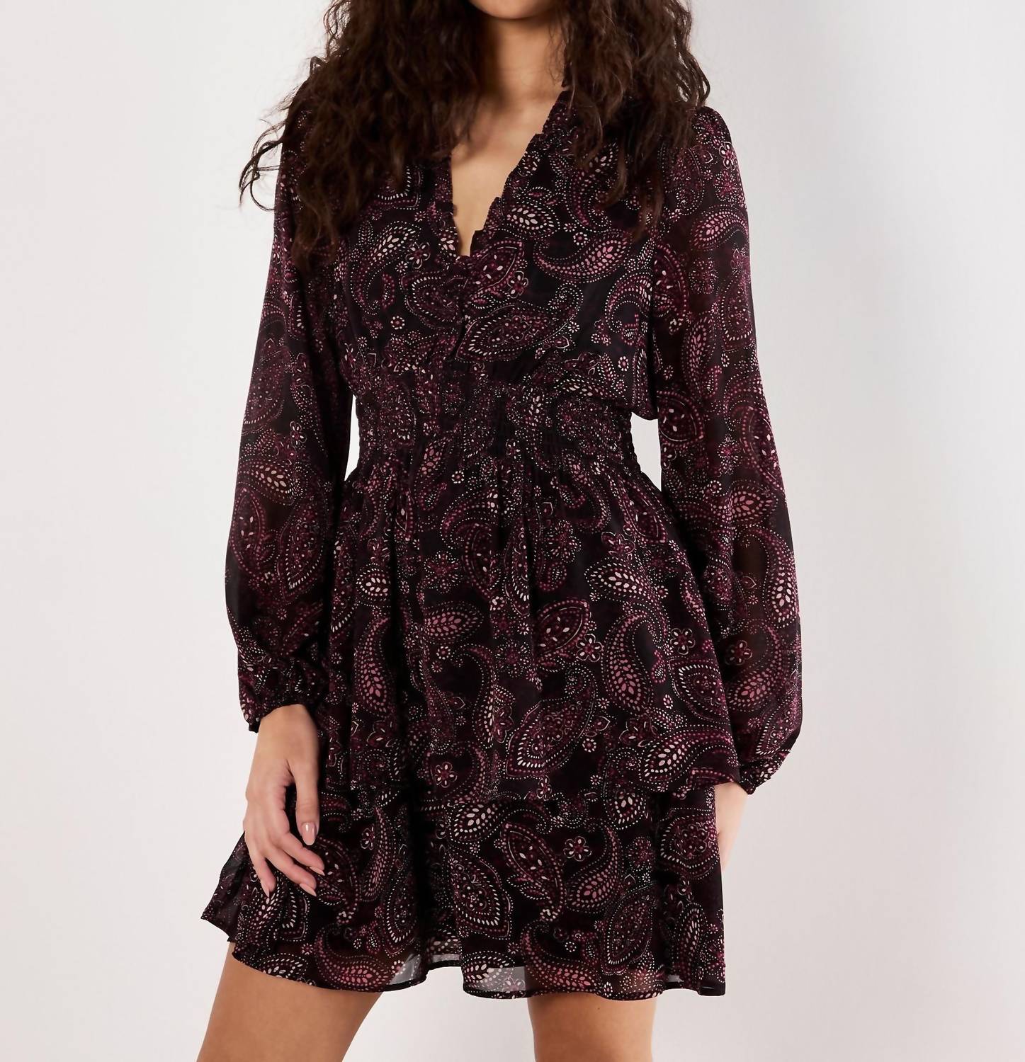 Apricot - Batik Paisley Ruffle Detail Dress