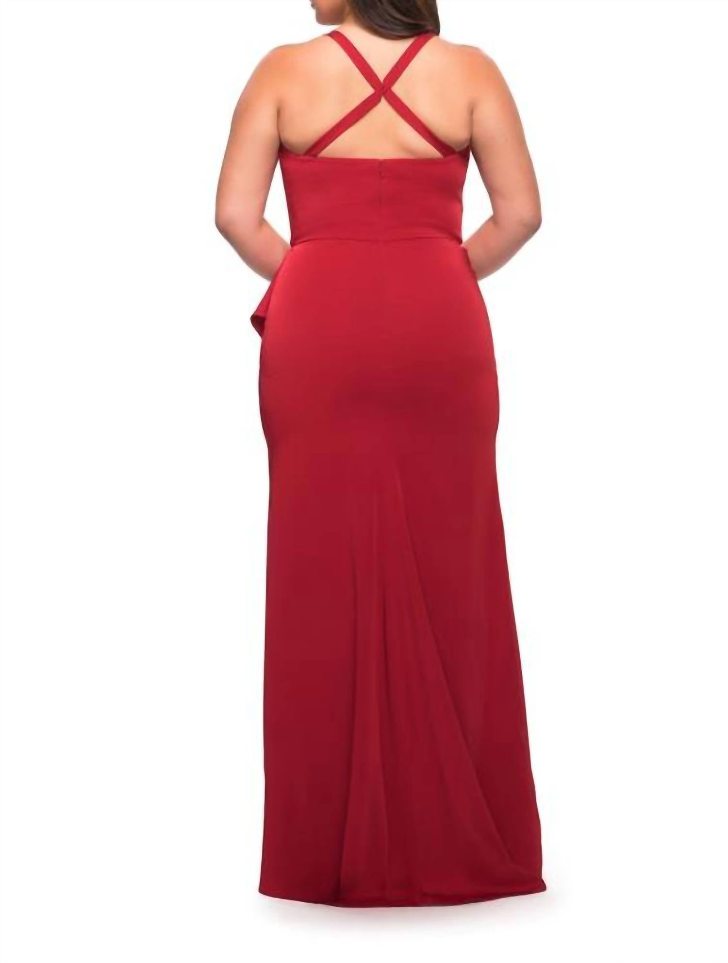 La Femme - Jersey Scoopneck Gown - Plus