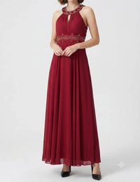 Sue Wong - Halter Beaded Cutout Back Evening Dress