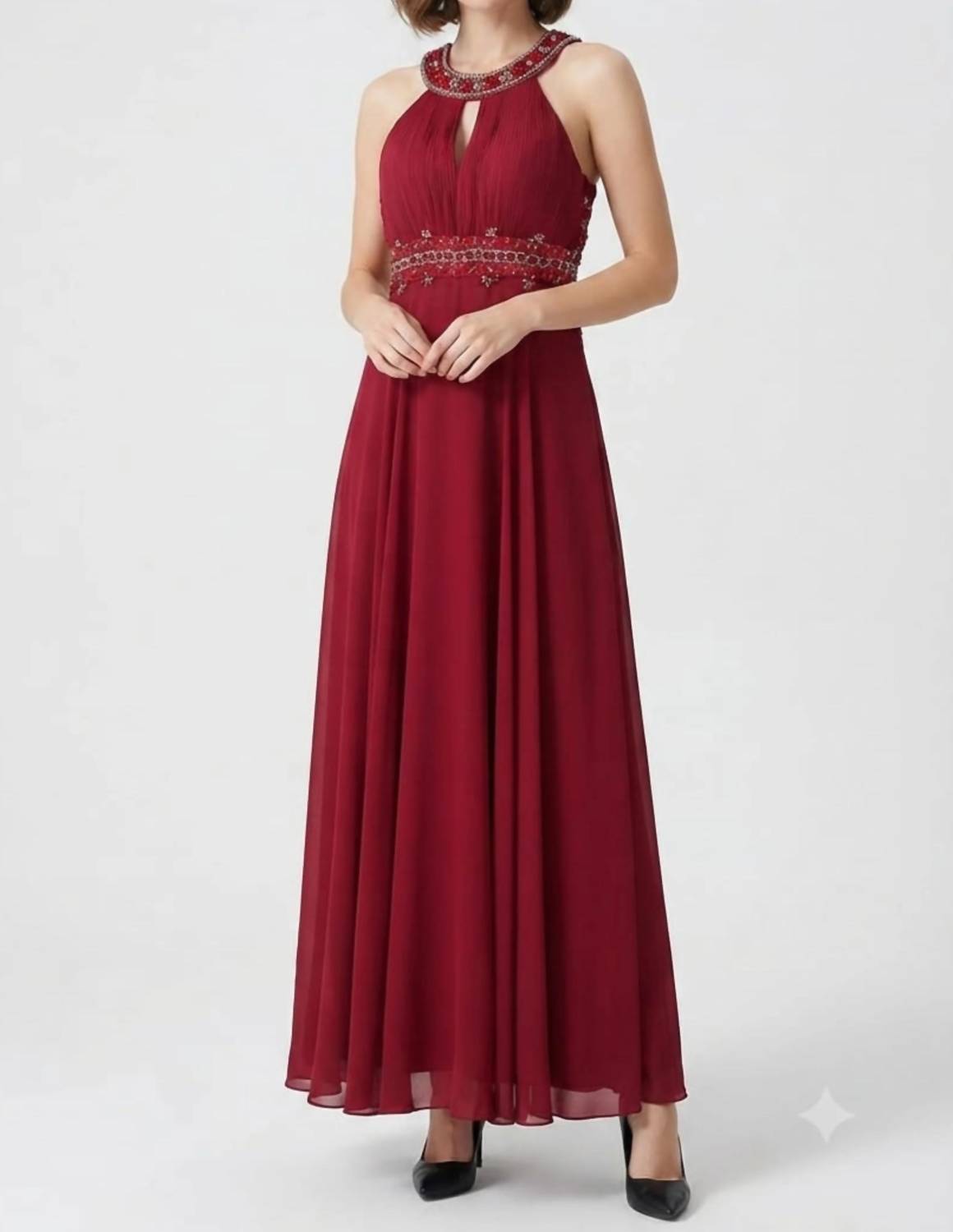 Sue Wong - Halter Beaded Cutout Back Evening Dress